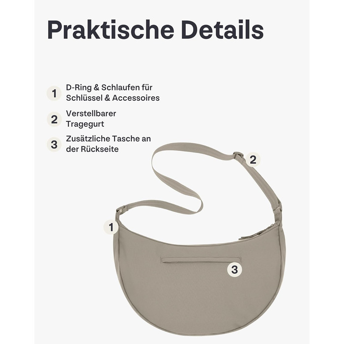 Сумка через плече Johnny Urban Ally Medium Desert Grey 10л - Унісекс, Місячна форма, Водовідштовхувальна