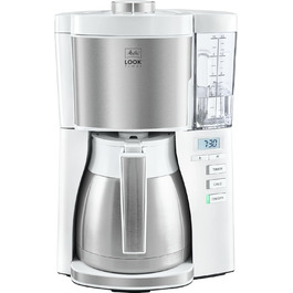 Melitta Look Therm Timer - Filter Coffee Machine - with Thermos Carafe - Timer Function - Drip Stop - White (1025-17) White with Thermos Carafe Single