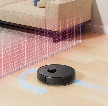 Робот-пилосос Dreame D9 Max з лазерною навігацією, 4000Pa, функція вологого прибирання, 150 хв роботи, сумісність з App/Alexa, розпізнавання килима, чорний