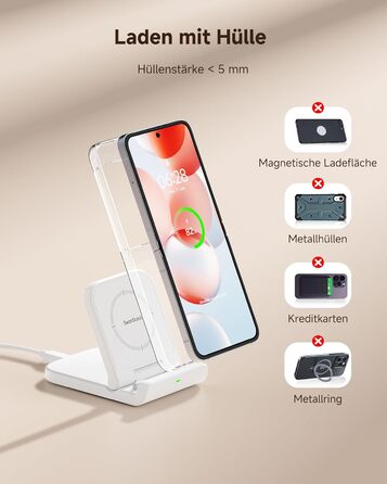 Бездротова зарядка SwanScout для Samsung Galaxy Z Flip 7/7 FE, 6/5/4/3 та Moto Razr 60/50/40 (Ultra), SwanScout 501S (біла)