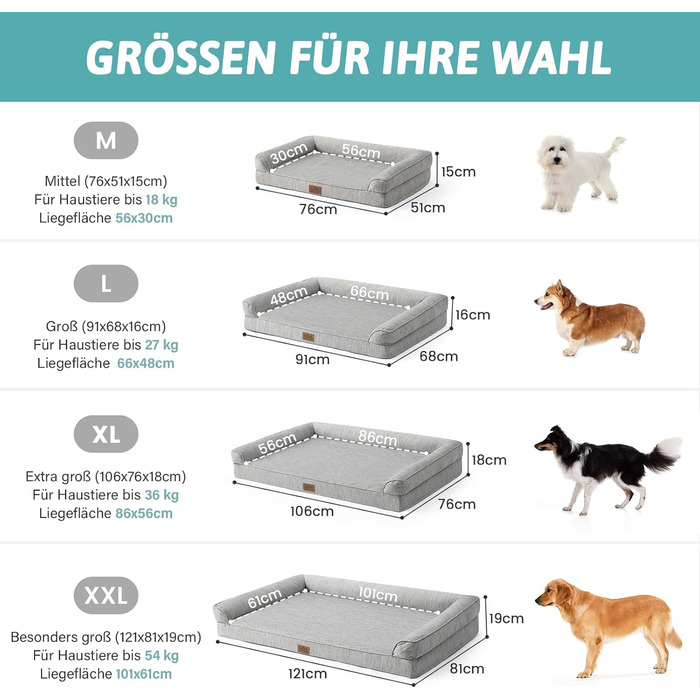 Ортопедичне ліжко для собак середнього розміру COZY KISS з знімним, пральним чохлом. Підтримує хребет, водонепроникні бортики та протиковзна основа. Розмір: 91x69x16 см, колір: сріблясто-сірий