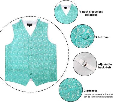 Чоловіча краватка-метелик Alizeal з візерунком пейслі та кишеньковим хустиною, 3XL, блакитний