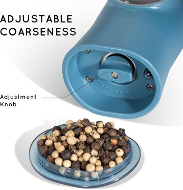 Gravity Electric Salt and Pepper Grinder Set, 2-Piece Set Rechargeable Electric Salt and Pepper Shakers with USB-C Charging Station, Electric Spice Grinder for Dry Spices