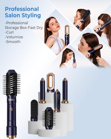 UKLISS Airstyler 6 в 1: Фен-щітка, стайлер для волосся, локони, укладка, подарунок для жінок (Бежевий)