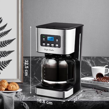 Кавомашина Taylor Swoden Darcy 950W з таймером, 1.5L, 12 чашок, автоматичне відключення, чорна
