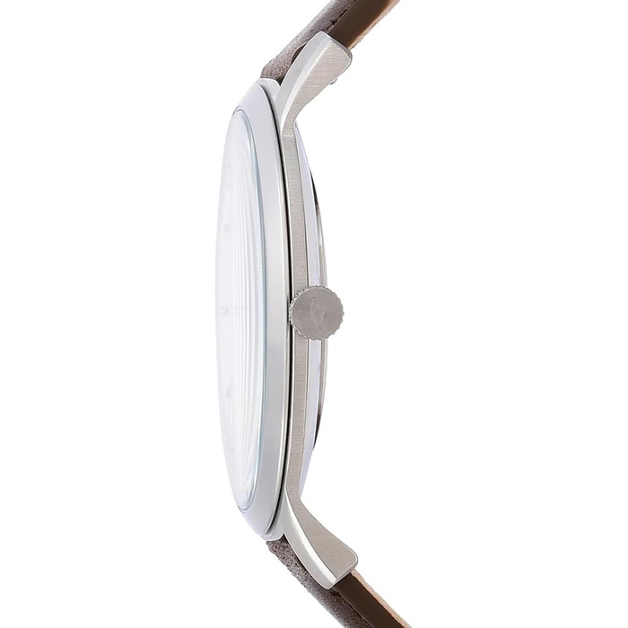 Годинник Fossil для чоловіків The Minimalist 3H, кварцовий механізм, 44 мм, срібляста сталева коробка та шкіряний ремінь, FS5439, білий та коричневий