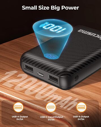 Powerbank для підігрівальної жилетки 5V 3A 12000mAh USB, сумісний з Techstuph, vapesoon, burngogo (не для жилеток 7.4V/12V DC), чорний