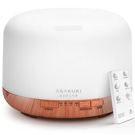 Дифузор ароматерапії ASAKUKI 500 мл, ультразвуковий зволожувач повітря з пультом, автовимкнення та 7 кольорів LED підсвічування