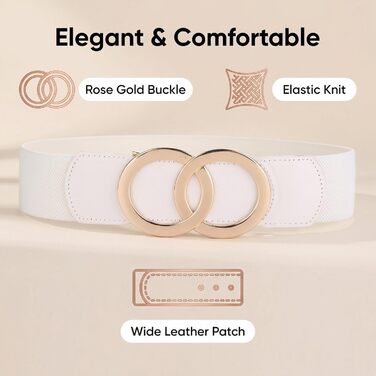 Жіночий еластичний пояс шкіряний 5 см, біло-червоний, розмір 140-160 см, для суконь, модний аксесуар