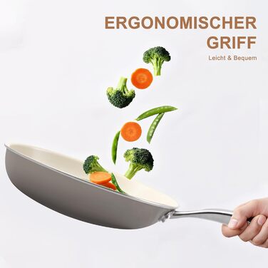 Пательня керамічна 24 см з антипригарним покриттям, індукція, духовка, посудомийка, без PFAS, PFOA, PTFE, алюміній з ручкою з нержавіючої сталі