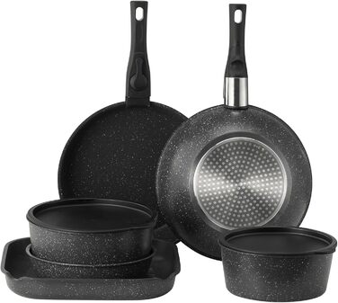 Каструля VEVOR з кришкою (індукційна, антипригарна, чорна, зі знімною ручкою) для кухні кемпера/автобудинку