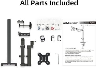 Кріплення для монітора Bracwiser: регульована підставка для LCD/LED моніторів 13-32 дюймів (до 10 кг), VESA 75x75/100x100, чорний