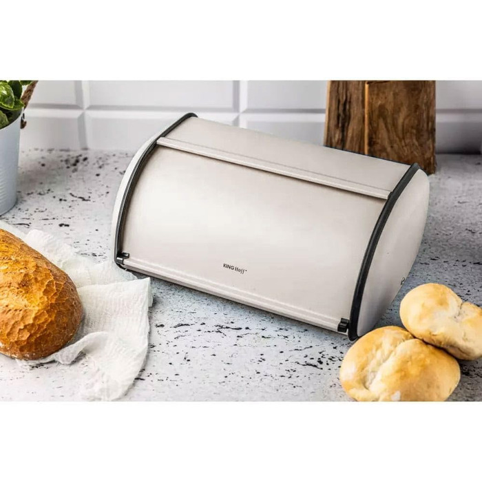 KING HOFF Контейнер для хліба та продуктів, сталевий, чорний (Beige Klein)