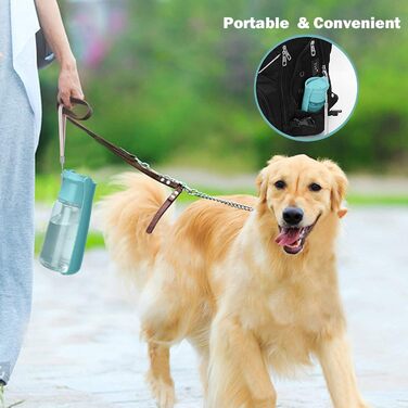 Складана пляшка для води для собак, 550 мл, не протікає, портативний диспенсер для води та корму для тварин, для прогулянок, походів, подорожей