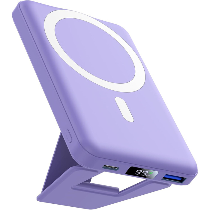 Power Bank AOGUERBE 10000mAh з LED дисплеєм, магнітна бездротова зарядка, PD 22.5W, сумісна з MagSafe (iPhone 17/16/15/14/13/12)