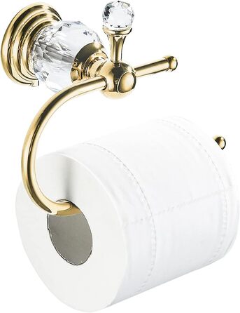 Toilet paper holder, polished, gold-colored, brass, crystal, tissue holder, bathroom accessories, wall mount