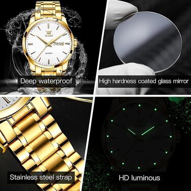 Чоловічий скелетон-годинник OLEVS Quartz (6898 Gold White) — спортивний кварцовий годинник зі сталевим браслетом, водонепроникний, зі світломасом