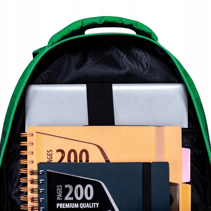 Багатокамерний шкільний рюкзак AstraBag, 27 л (чорний, багатоколірний, зелений)