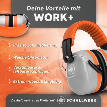 Schallwerk Work+ | Навушники шумозахисні для роботи та повсякденного використання (Помаранчевий)