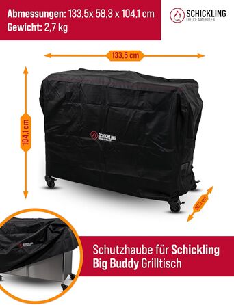 Водонепроникний чохол для гриль-столу Schickling Big Buddy, 133x58x104 см, захист від дощу та УФ, для гриль-візка