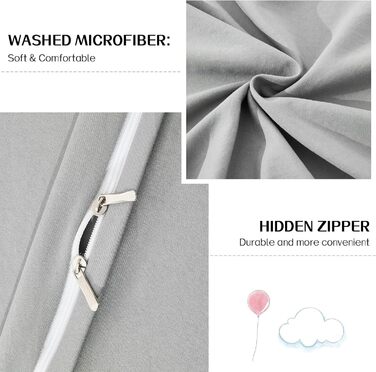 Комплект постільної білизни Dreaming Wapiti з мікрофібри, сірий колір Ice Grey, розмір King, з рельєфною текстурою, м'який та дихаючий, з блискавкою та кутовими стрічками
