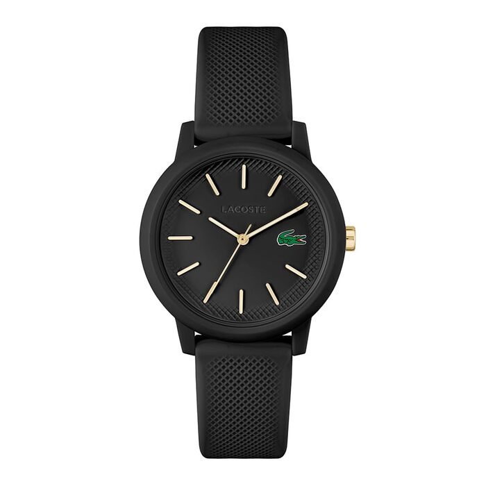 Годинник Lacoste 12.12 Analog Quartz Чоловічий/Жіночий, Силіконовий ремінець Petit Piqué, Чорний