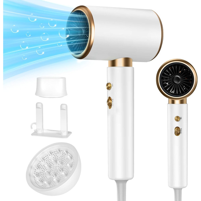 Професійний фен LURICO 2400W з іонізацією, 3 температурні режими, з насадкою-дифузором для салонного та домашнього використання