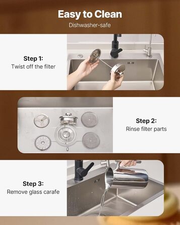 Френч-прес VEVOR 1,5 л з нержавіючої сталі - кавова преса, чайник з фільтром, для кемпінгу, подорожей, кухні, срібний