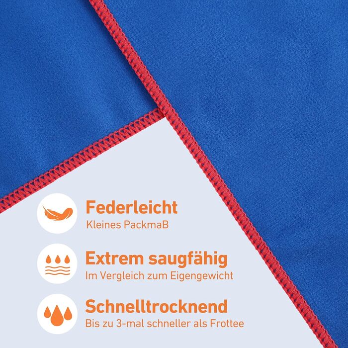 Набір з 2 рушників з мікрофібри (180x90см + 100x50см), швидковисихаючі, без піску, для пляжу, спорту, фітнесу, кемпінгу, темно-сірий - зелений (королівський синій - червоний)