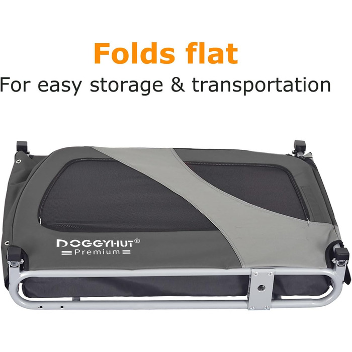 DOGGYHUT® Преміум великий велосипедний причіп для собак об'ємом 270 літрів, сірий (для середніх та великих собак)
