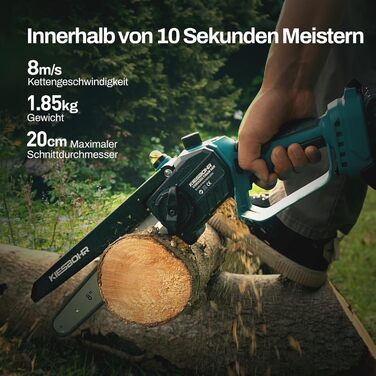 KIESBOHR Міні акумуляторна ланцюгова пила сумісна з Makita 18V, електрична пила для гілок CS001 (8 дюймів, безщіткова, без акумулятора та ланцюгового масла)