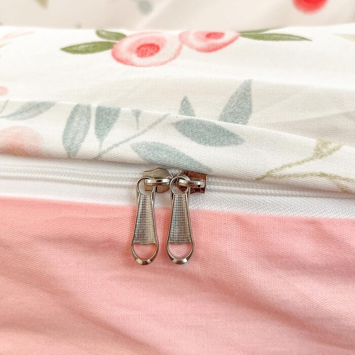 Блискуча постільна ковдра Bunt Blumen з бавовни 100x135 см, рожево-біле забарвлення, для дітей, з квітковим малюнком, комплект (ковдра + 1 подушка)