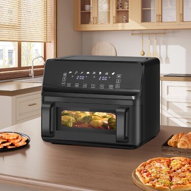 Фритюрниця повітряна LLIVEKIT з 2 камерами та вікном, 4.5л+4.5л, 9-в-1, XXL, без олії, з сенсорним екраном, таймером