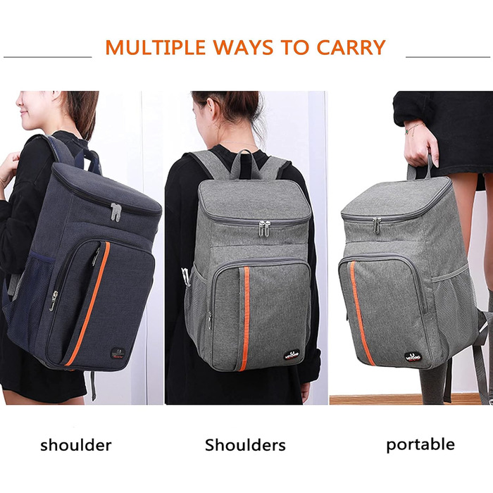 Ізольований рюкзак-холодильник 22L для пікніка, кемпінгу, пляжу, грилю, BBQ, подорожей. Серый.