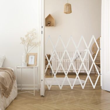 Захисне ворота для собак Relaxdays, розтягується до 130 см, висота 87,5-100 см, бамбук, біле XL