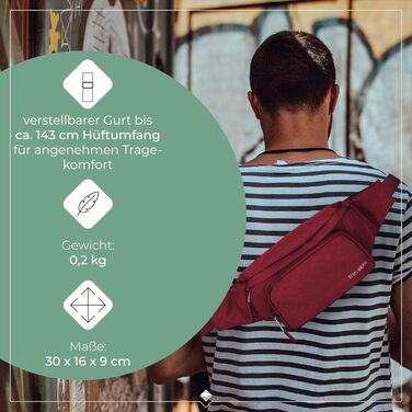 Поясна сумка Travelite Kick Off: 30 см, 5 л, червона - для подорожей та спорту