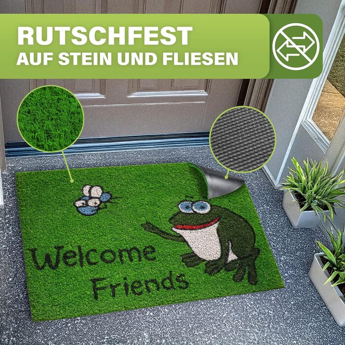 Килимок для підлоги з кокосового волокна, вологостійкий, 40x60 см - Welcome Friends Frog