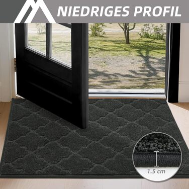 Прихожий килимок COSY HOMEER 50x80 см, чорний, антиковзкий, вологостійкий, для кухні, коридору, вхідних дверей,мийний килимок для собак