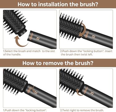 UKLISS Фен-щітка 6 в 1: Локони, об'єм, випрямлення та сушка - 1000W. Набір для створення зачісок з автоматичним завиванням, щітка-фен, круглі щітки, випрямна щітка (Чорний)