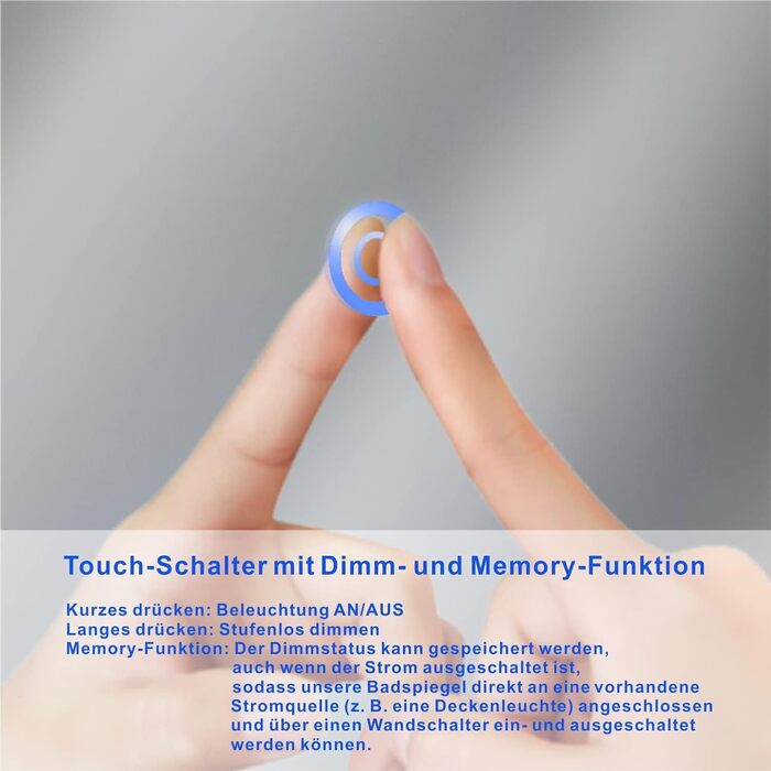 Дзеркало для ванної кімнати AQUABATOS з підсвічуванням 100x70 см LED з антизапарюванням, сенсорним вимикачем, 3 кольорами світла та регулюванням яскравості