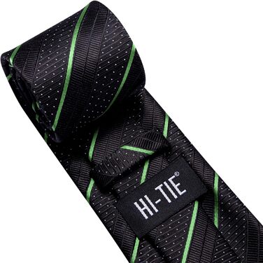 Комплект краватки та нагрудного хустинки Hi-Tie для чоловіків, золотий, з латунними застібками, формальний шовковий, для вечірки, весілля (смугастий чорний/зелений)