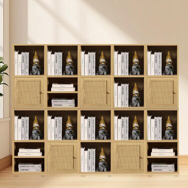 FUSUNBAO Magic DIY Cube Storage Organizer, stackable cubes for home, books, clothes, toys, modular storage system, closet organizer, bookshelf, cabinet (pure white (Yellow Oak, 2. General Cube))