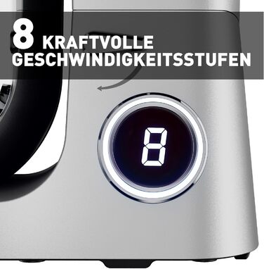 Кухонна машина Heinrichs з подвійним гаком для тіста, міксер, 2500W, 8L чаша з нержавіючої сталі, 8 швидкостей, тиха робота, колір 