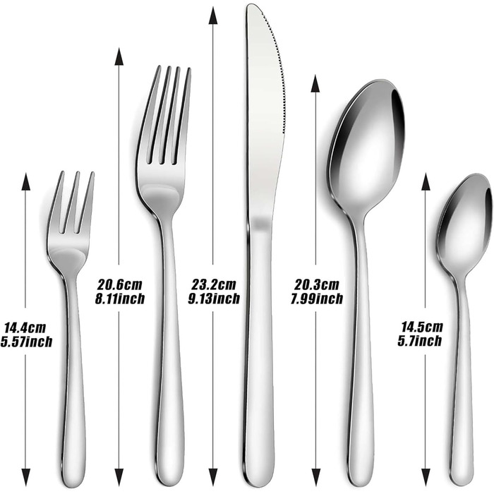 Bestdin Cutlery Set, 60-Piece Cutlery Set for 12 People, Stainless Steel Cutlery Set with Knife, Fork, and Spoon, High-Quality Cutlery Set for Home/Party/Restaurant, High-Gloss Polished & Dishwasher Safe
