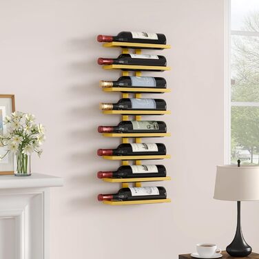 Настінна вітрина для вина FAVOOOSTY з 8 полицями, металева, для вітальні, спальні, винного погреба (Золота, 1 шт.)
