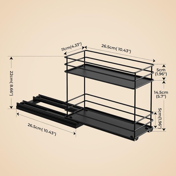 Організатор для спецій Orimade, висувна полиця для спецій, 3 шт., чорний