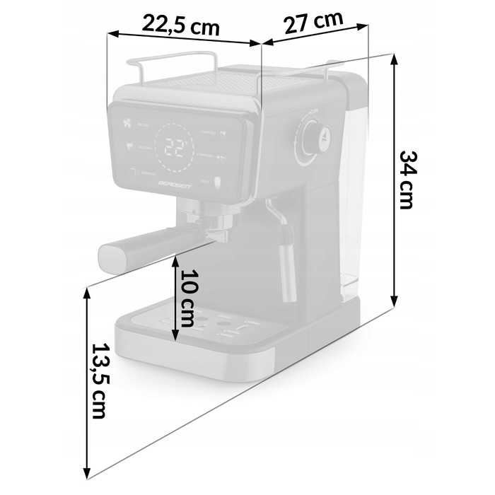 Ріжкова кавомашина з капучинатором Berdsen, 20 бар, 1350 Вт