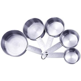 Stackable Measuring Cups Kitchen Measuring Spoon Set Stainless Steel Teaspoon Home Measuring Cups and Spoon Set (5pcs Measuring Cup)