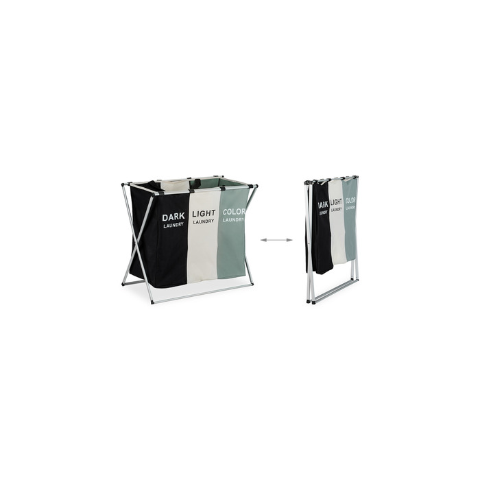 Relaxdays Laundry Hamper with 3 Compartments, Foldable