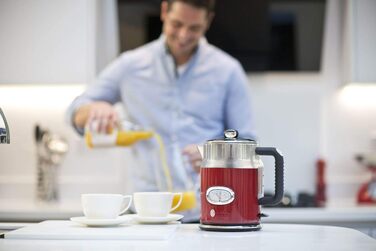 Тостер Russell Hobbs Retro з нержавіючої сталі [для 2 тостів] з підігрівачем для бургерів, 6 рівнів підсмажування, функція розморожування та підігріву, 1300 Вт, Vintage 21680-56